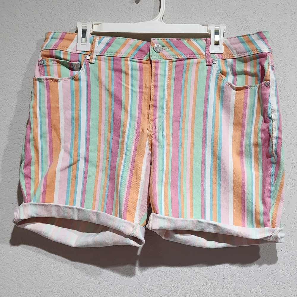 Est. 1946 Denim Striped Multicolor M8d-rise Women's Shorts Size 14